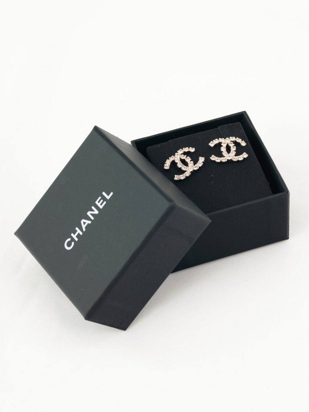 Chanel 22P Crystal-Embellished CC-Logo Stud Earrings
